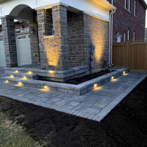 Front Entrance Retaining Wall With Lights